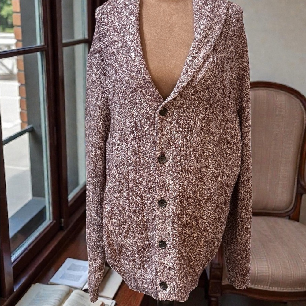 1901 Textured Burgundy Men’s Cardigan Sweater